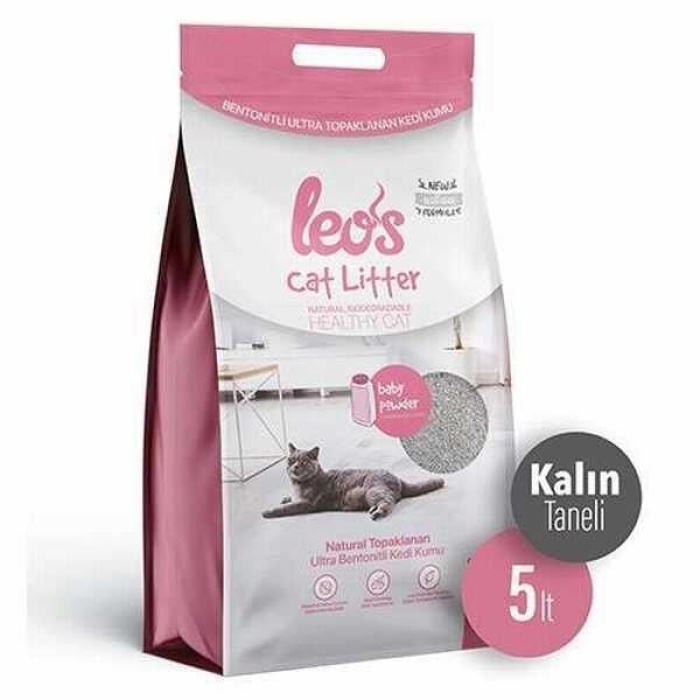 Leos Cat Litter Baby Powder Kokulu Kalın Taneli Kedi Kumu 5 Lt