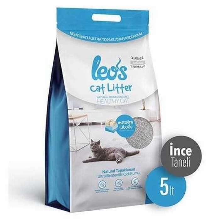 Leos Cat Litter Marsilya Sabunlu Bentonit İnce Taneli Kedi Kumu 5 Lt