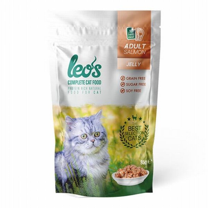 Leos Pouch Somonlu Yetişkin Kedi Konservesi 12 Adet 85 Gr