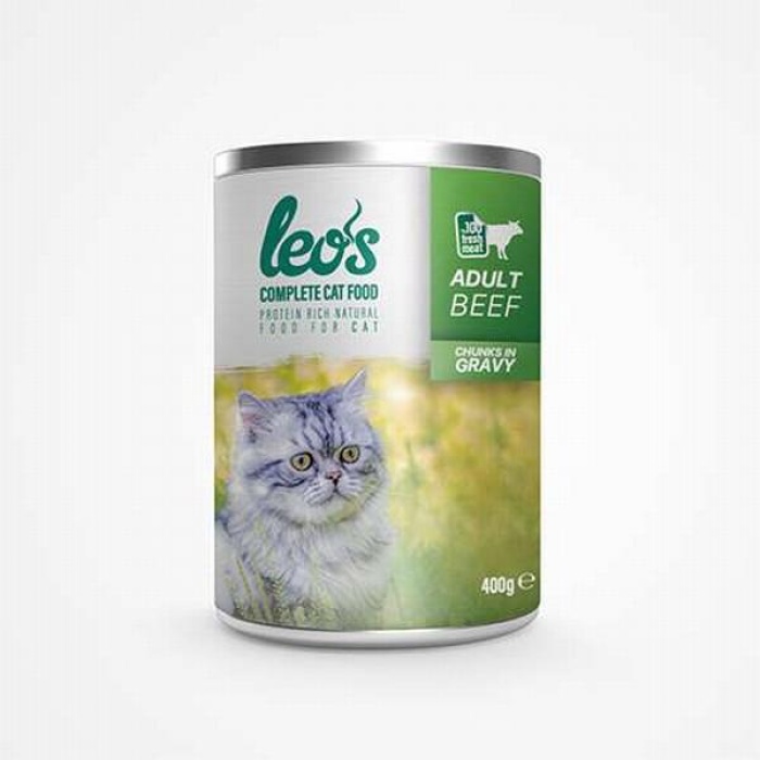 Leos Sığır Parça Etli Soslu Yetişkin Kedi Konservesi 6 Adet 400 Gr