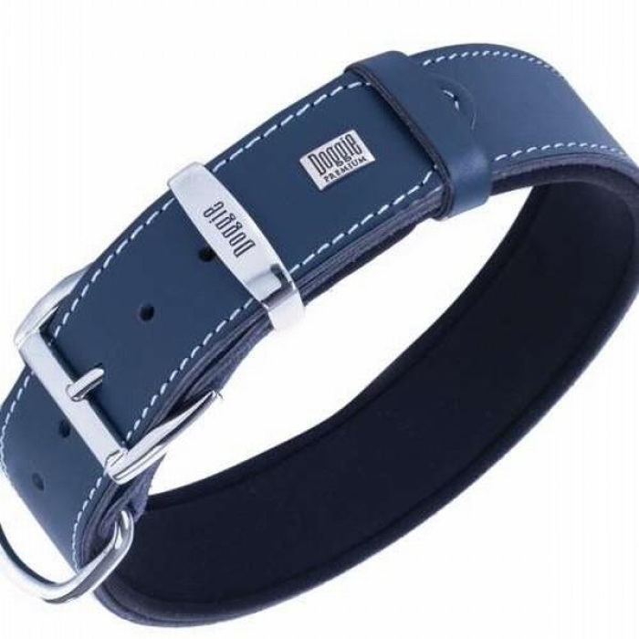 Doggie Konfor Deri Köpek Boyun Tasması Royalblue 3,5x47 55 Cm