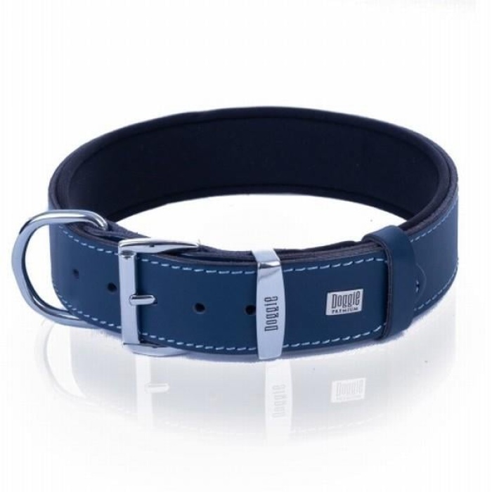 Doggie Konfor Deri Köpek Boyun Tasması Royalblue 3,5x52 60 Cm
