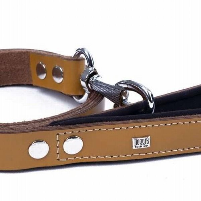 Doggie Konfor Klasik Deri Köpek Gezdirme Tasması Camel 2,5x120 Cm