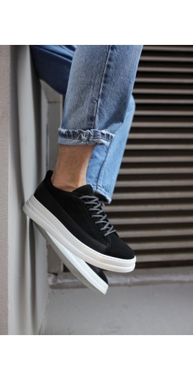 Sneakers Ayakkabı 010 Siyah Süet (beyaz Taban)