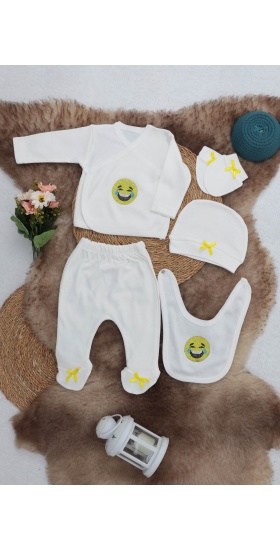 Sema Baby 5 Parça Gülen Surat Hastane Çıkışı Zıbın Seti 0-3 Ay
