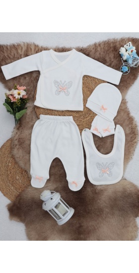 Sema Baby 5 Parça Hastane Çıkışı Zıbın Seti 0-3 Ay - Butterfly