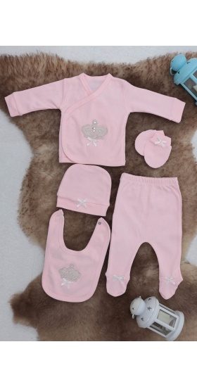 Sema Baby 5 Parça Hastane Çıkışı Zıbın Seti 0-3 Ay - Queen