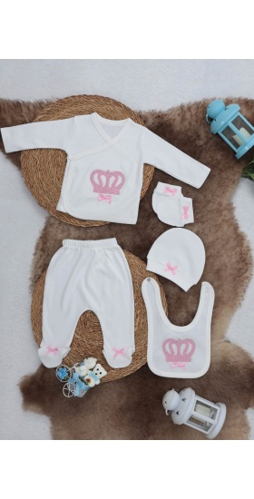 Sema Baby 5 Parça Hastane Çıkışı Zıbın Seti 0-3 Ay - Princess