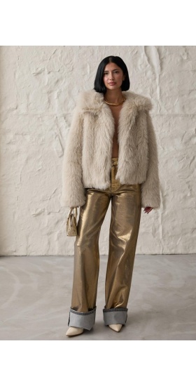 Gold Altın Varaklı Jeans Pantolon
