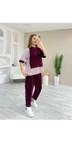Kadın Kristal 2 Iplik Kumaş Yanları çizgili Takım