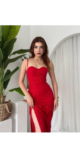 Stor Gül Detaylı Elbise