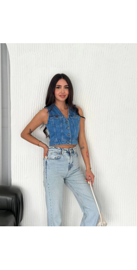 Kot Jeans Yelek - Mavi