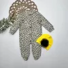 Leopar Baskılı Tam Boy Çıtçıtlı Patikli Güllü Boneli Kız Bebek Tulumu