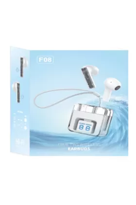 Karler Bass F08 Dijital Şarj Göstergeli TWS Bluetooth Kulaklık - Mavi