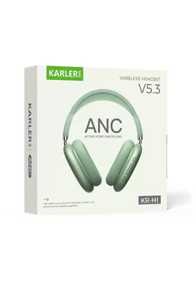 Karler Bass KRH2 Aktif Gürültü Engelleyici Özellikli BT 5.3 Kafaüstü Kablosuz Kulaklık - Yeşil