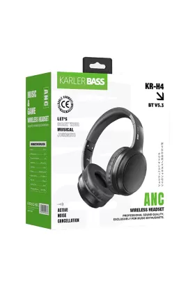 Karler Bass KRH4 Aktif Gürültü Engelleyici Özellikli Kafaüstü Kablosuz Bluetooth Kulaklık - Siyah