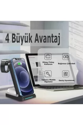 Newface S90 4in1 Kablosuz Şarj Masaüstü Set - Siyah