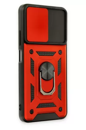 Newface Xiaomi Redmi Note 11T Kılıf Pars Lens Yüzüklü Silikon - Kırmızı