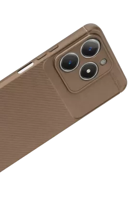 Newface Realme C61 Kılıf Auto Focus Karbon Kapak - Kahverengi