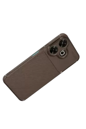 Newface Xiaomi Redmi 13 4G Kılıf Auto Focus Karbon Kapak - Kahverengi