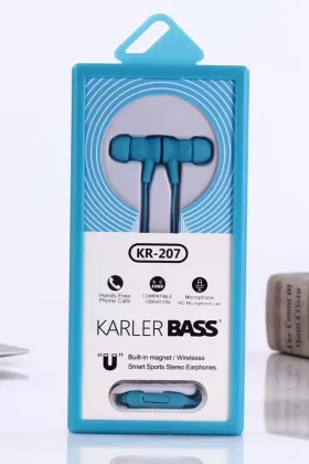 Karler Bass KR-207 Mıknatıslı Kablolu Kulaklık - Mavi
