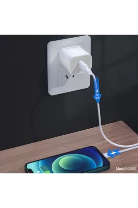 Konfulon C69D 20W + 1M 18W DC15 Type-C to Type-C Kablolu PD Şarj Cihazı