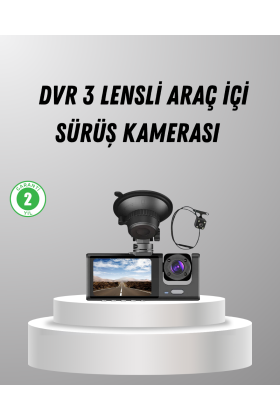 Üç Kameralı Araç DVR Full HD Gece Görüşlü ve 2 inç IPS Ekranlı