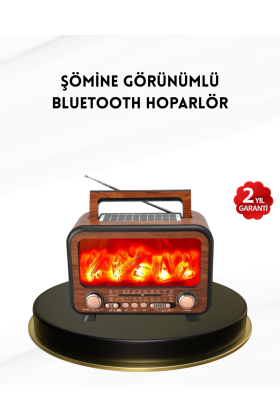 Alev Işığı Efektli Solar Bluetooth Hoparlör Radyo Destekli Taşınabilir Model