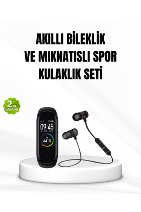 Akıllı Spor Bilekliği ve Gürültü Önleyici Bluetooth Kulaklık Seti