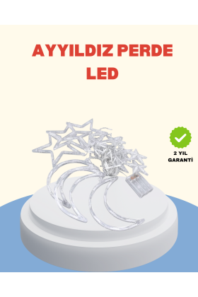 Yıldız Ay Tasarımlı Prizli Perde LED Işık İç Mekan Dekoru