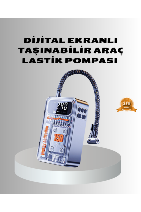 Şarjlı Kablosuz Hava Pompası – 150 PSI Basınç LED Ekran ve 6000mAh Batarya