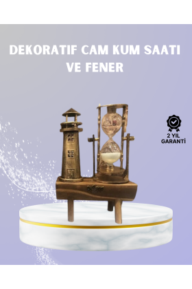 Ahşap Kum Saati ve Deniz Feneri Figürü Bir Arada – Ev & Ofis Dekorasyonu
