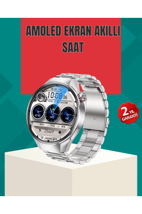 Metal Gövdeli AMOLED Akıllı Saat – Kan Oksijen Nabız ve Arama Fonksiyonlu