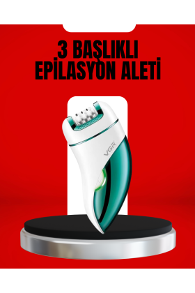 3ü 1 Arada Epilatör Su Geçirmez Metal Başlıklı LED Işıklı 90 Dakika Şarjlı
