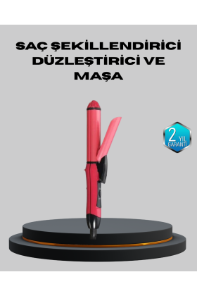 5 Kademeli Seramik Saç Düzleştirici – Düz ve Kıvırcık Mod 26 mm Plaka Profesyonel Saç Şekillendirme