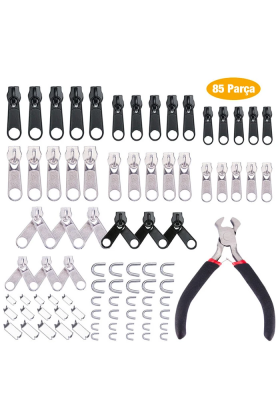 Ally 85 Parça Fermuar Başlığı Yedek Parça Onarım Tamir Seti Çanta Çadır Pantolon Fermuar Ucu-(5775)