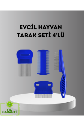 4’lü Kedi Köpek Tüy Temizleme Seti – Paslanmaz ÇelikErgonomik ve Uzun Ömürlü