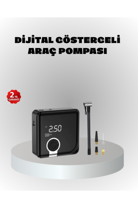 Dijital Ekranlı Şarjlı Hava Kompresörü 150 PSI Güçlü Motorlu