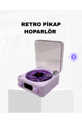 Retro Pikap Hoparlör Bluetooth AUX USB Type-C Projektörlü 360° Sesli Taşınabilir