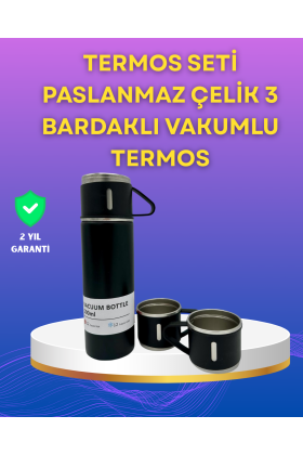 Çelik Termos Bardak Seti | 500 ml Kapasite Kaymaz Taban Hediye Kutulu