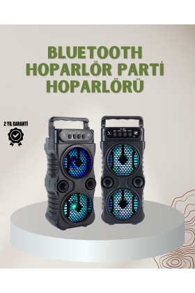 1200 mAh Şarjlı LED Işıklı Bluetooth Hoparlör – FM Radyolu Hafıza Kart Destekli