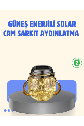 Güneş Enerjili Cam Sarkıt Bahçe Balkon Teras Aydınlatma 30 LED