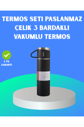 304 Çelik Termos Seti | 2 Bardaklı 500 ml Uzun Süre Isı Koruma