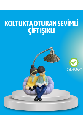 Romantik Çift Figürlü Okuyan Çift Masa Lambası Dekoratif LED Aydınlatma