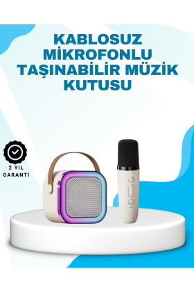 Karaoke Mikrofon Hoparlör Seti Bluetooth Kablosuz Taşınabilir