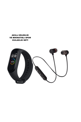 M6 Akıllı Bileklik ve Bluetooth Spor Kulaklık 2’li Set