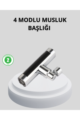 360° Dönebilen Musluk Başlığı 4 Fonksiyonlu Su Tasarruflu ve Dayanıklı