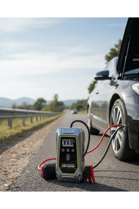 Acil Durum LED Işıklı Akü Takviye ve Hava Kompresörü