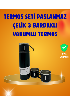 500 ml Isı Korumalı Çelik Termos ve Bardak Seti | Silikon Tabanlı Şık ve Pratik