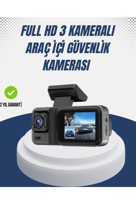 1080P Üç Kameralı Araç Kamerası Wi-Fi Destekli Park Modu ve G-Sensörlü